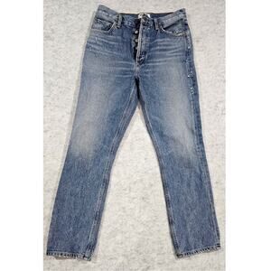 Agolde Jeans Riley High‑Rise Straight Crop Jean, Medium Wash, A056-813, Sz 27